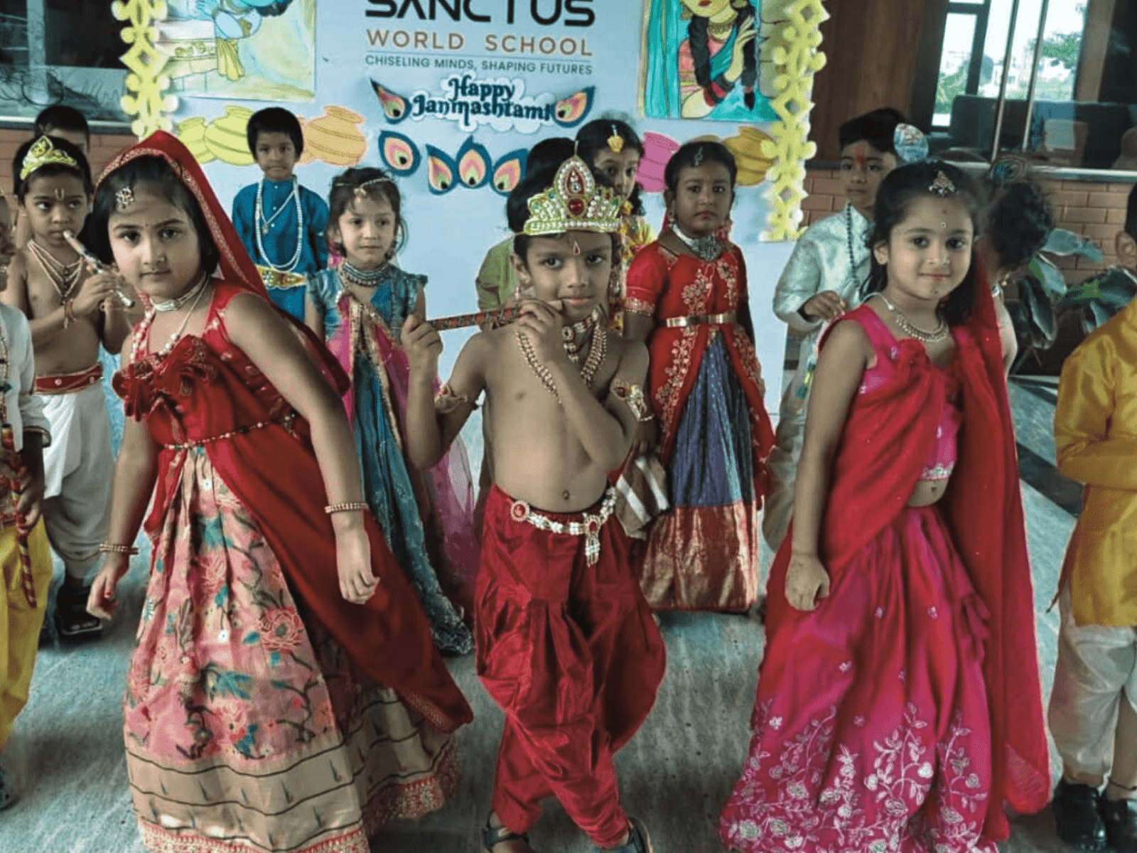 Krishna Janmashtami celebration at top schools in BN Reddy Nagar - Sanctus World School cultural festival
