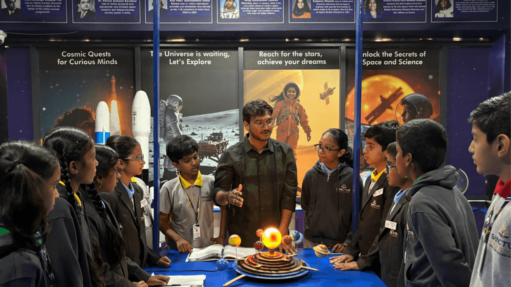 Students exploring the advanced STEM space lab at the best school in Hayathnagar.